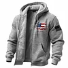 Men's Vintage American Flag Patriotic Fleece Pocket Full Zip Long Sleeve Hoodie Jacket by Inlyline