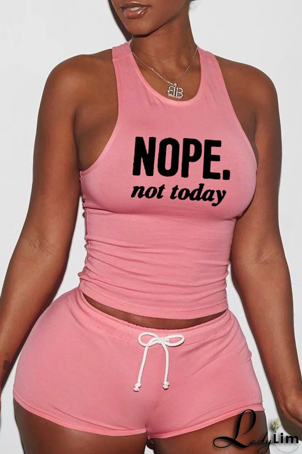 Red Sexy Print Split Joint O Neck Sleeveless Two Pieces