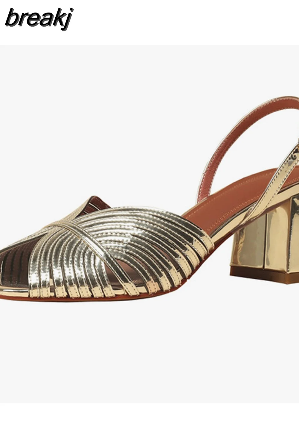 breakj Size 34-39 Women Sandals Rome Leather High Heels Summer Shoes For Women 2023 Trend Open Toe Elegant Heeled Sandals