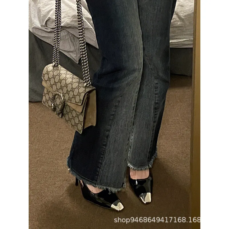 Breakj Breakj Summer New Black Patent Leather High Heels Fine Heel Temperament Square French Girl Professional Fashion Single Shoes