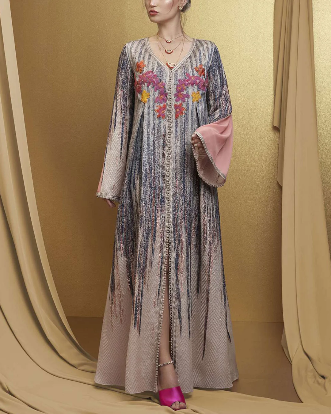 Multicolor Sequin Embroidered Elegant Dress