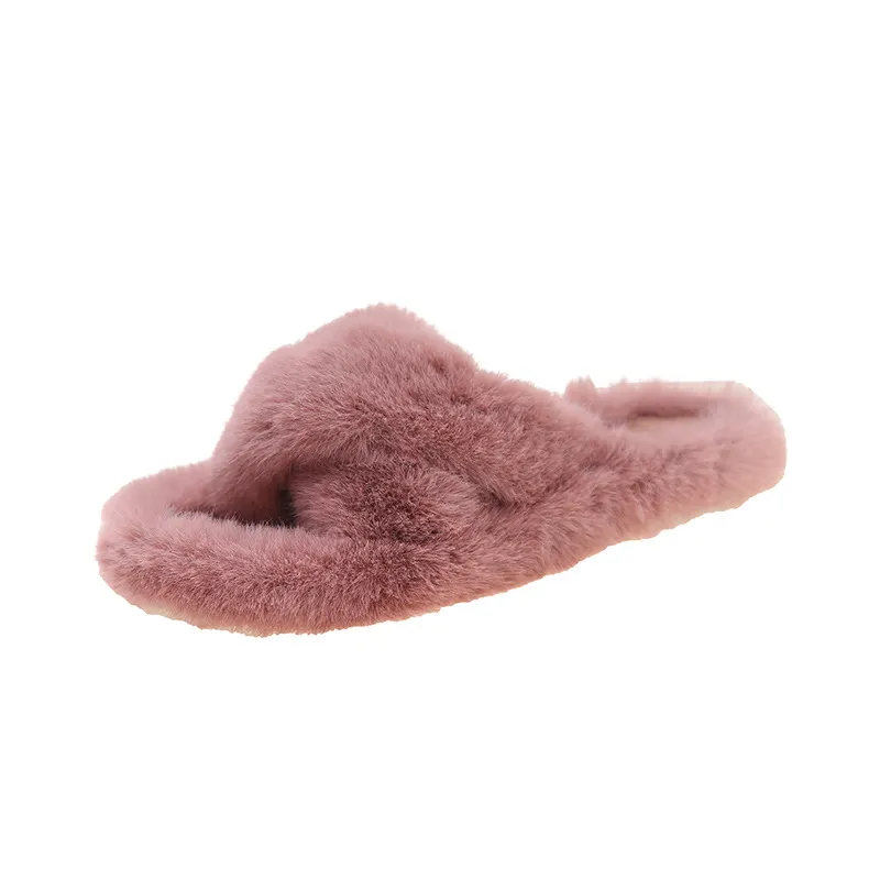 Breakj Breakj Slippers Women Wear Net Red Code 2025 New Autumn And Winter Warm Wear Cross Fur Slippers