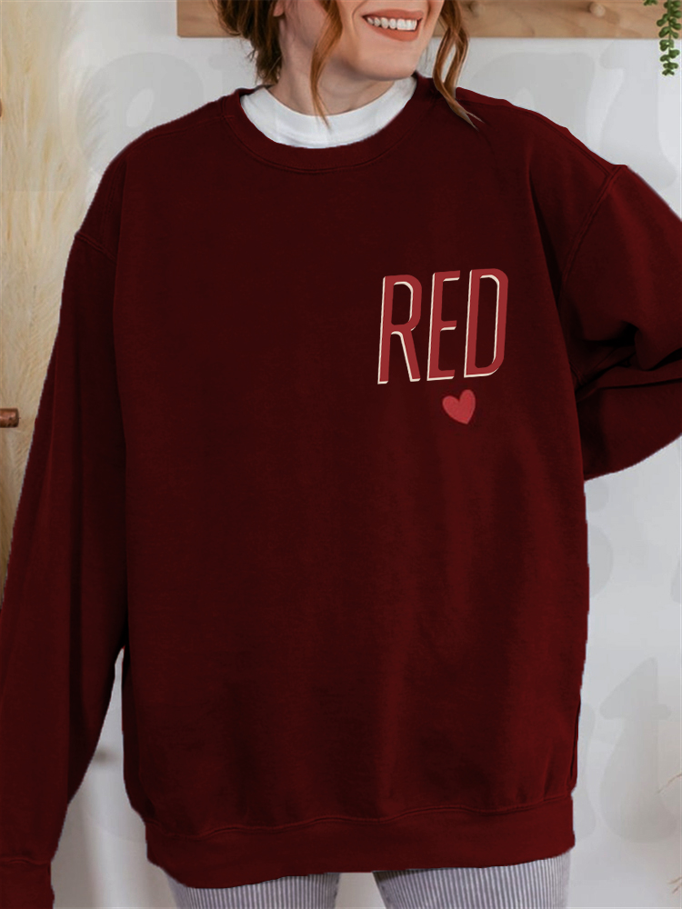 TS Red Heart Graphic Comfy Sweatshirt