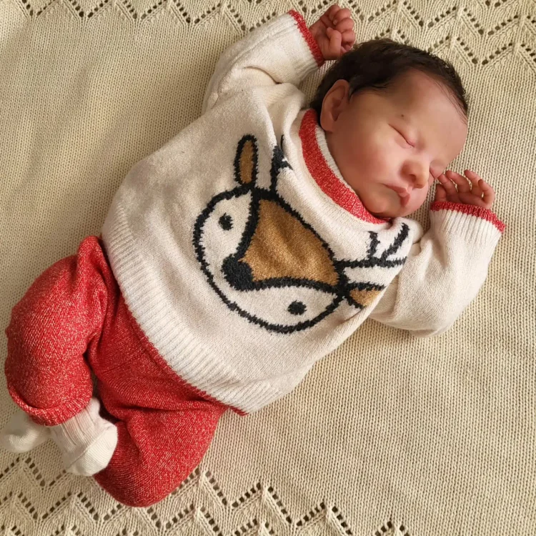 20'' Reborn Baby Doll Realistic Sleeping Girl with Brown Hair with 🔊Heatbeat Coos and Breath💗：Realistic Reborn Baby Dolls By Rsgdolls®