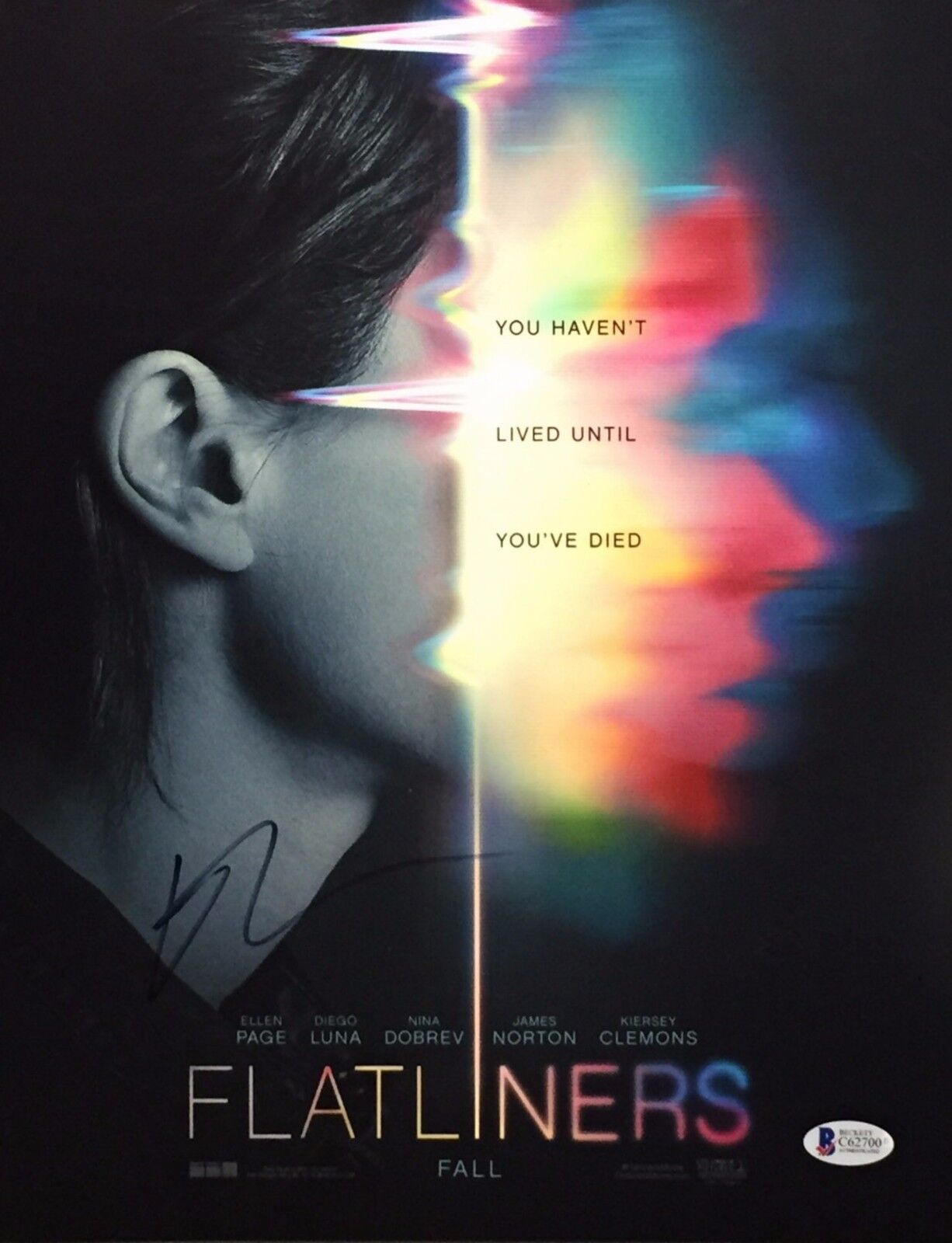 Ellen Page Signed 'Flatliners' 11x14 Photo Poster painting Beckett C62700