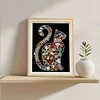 Framed Pearl Diamond Painting - Special Shaped - Jewelry Cat Silhouette (17x22cm)