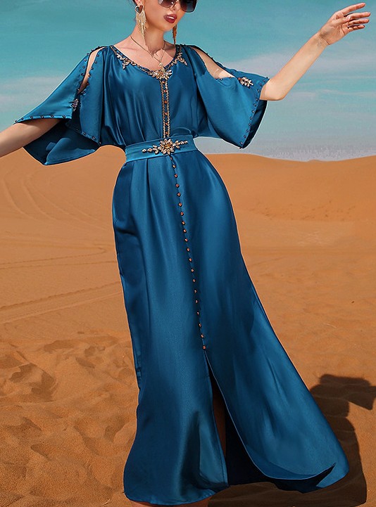 Women with Diamonds Round Neck Strapless Kaftan | Oxredo Shop Ramadan Sale