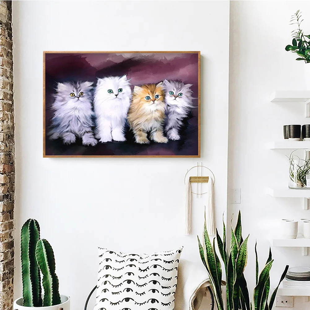 Diamond Painting - Full Round Drill - Cat Family(40*30cm)