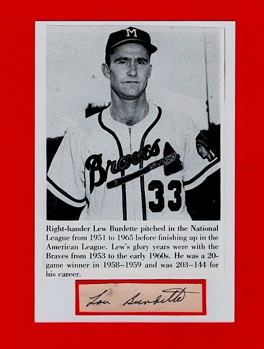 1956 LOU BURDETTE-MILWAUKEE BRAVES AUTOGRAPHED CUT W/Photo Poster painting -(d.2007)