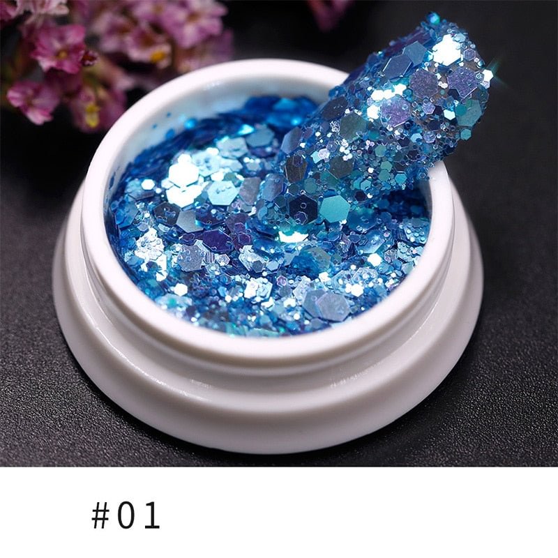 iridescent Flakes Gold Pink White Flakes Slices Chrome Pigment Dust Nail Powder Glitter Sequins Nail Art Decoration Manicures