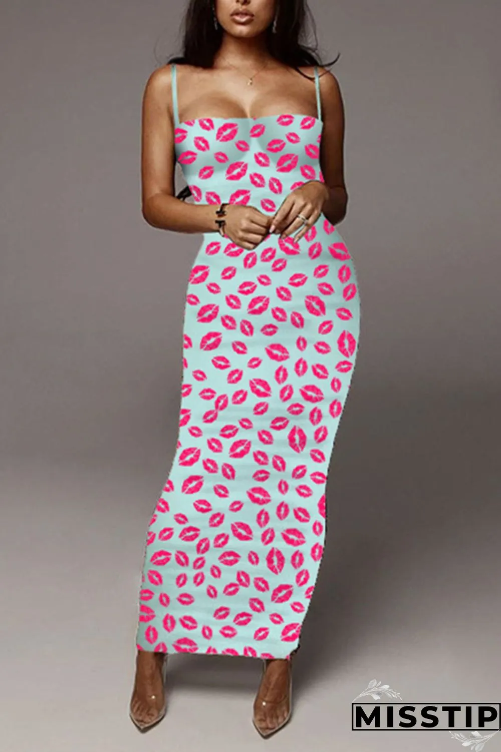 Butterfly Sexy Fashion Printed Sling Long Dress