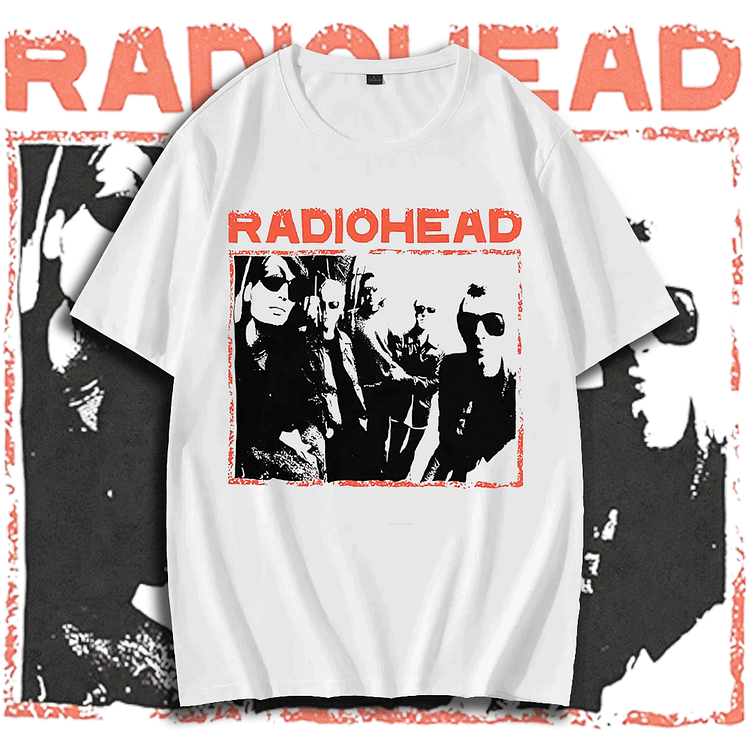 Davidhawaii100% Cotton Casual Retro rock black and white photo white T-shirt - 100% cotton