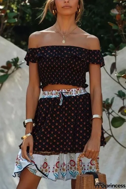 Bohemia Print Skirt Set