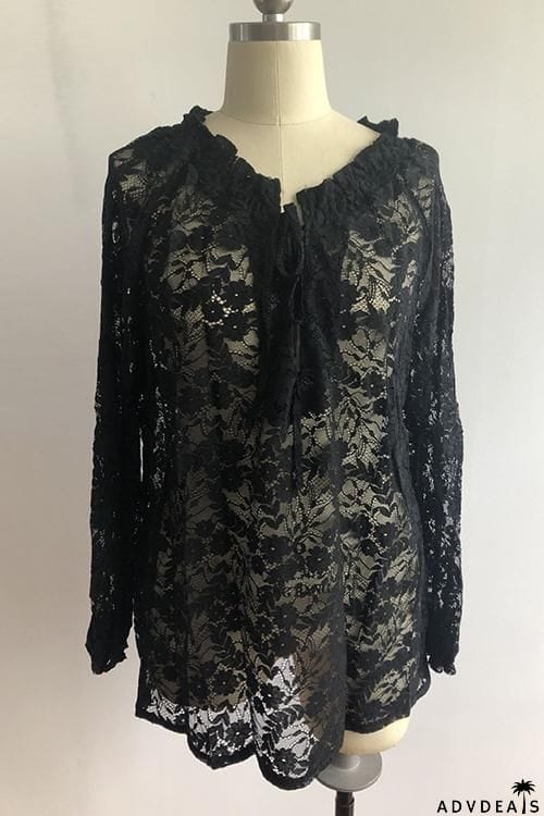 Lace Loose Long Sleeve Blouse