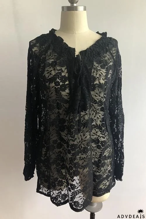 Lace Loose Long Sleeve Blouse