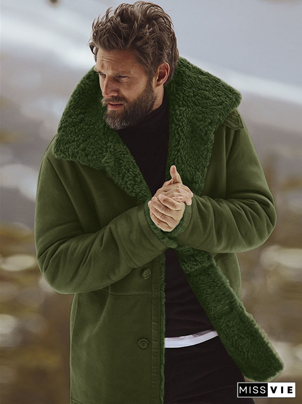 Fashionable Men's Solid Color Jacket