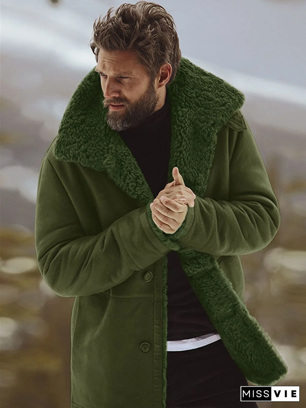 Fashionable Men's Solid Color Jacket