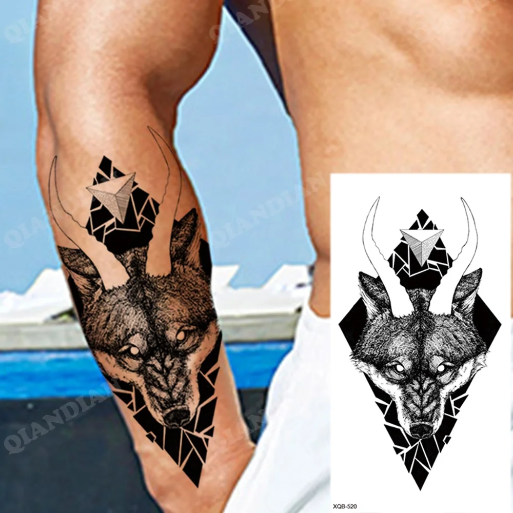Sdrawing New Waterproof Temporary Tattoo Sticker Forest Lion King Tiger Skull Flash Man Wolf Dragon Body Art Arm Fake Tattoos Women