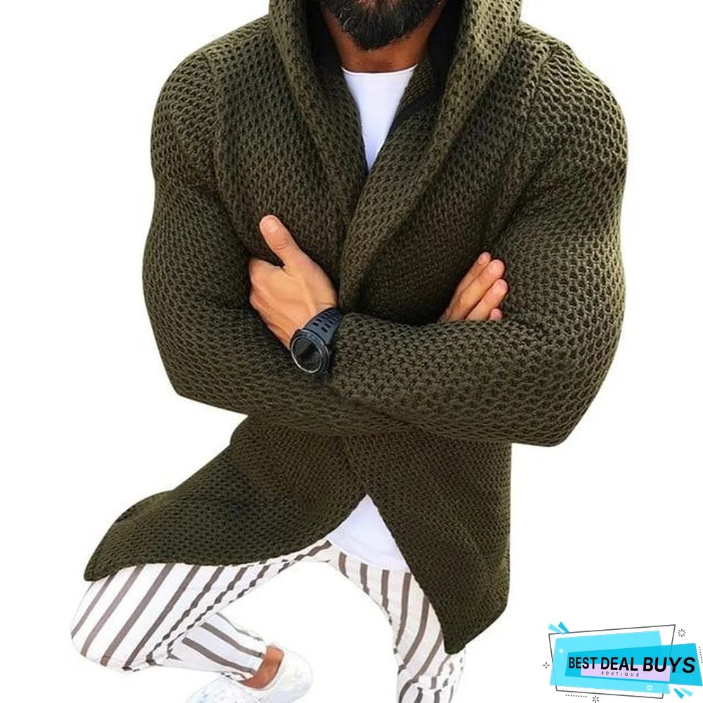 Men Clothes Open Stitch Casual Sweater coat Tricot Cardigan Male Autumn Hoodies Knitted Overwear Hombre