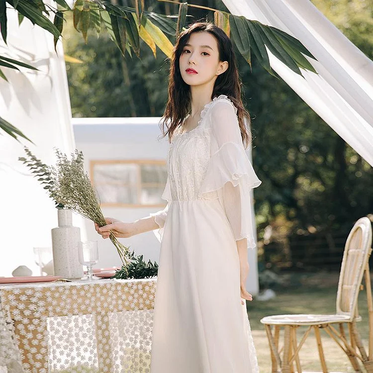 Summer Dress Women Dress Bohemia Retro Vintage Cottagecore Aesthetic Flowy Victoria Cottage Core Boho Dress