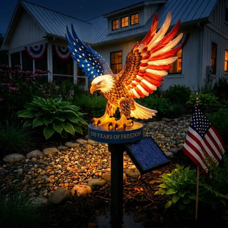 🔥LAST DAY 50% OFF &ndash; Solar Eagle Garden Light &ndash; A Glowing Tribute to American Freedom