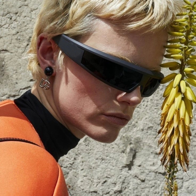 Basic Lady Minimalist Solid Color Ac Special-Shaped Mirror Full Frame Sports Sunglasses