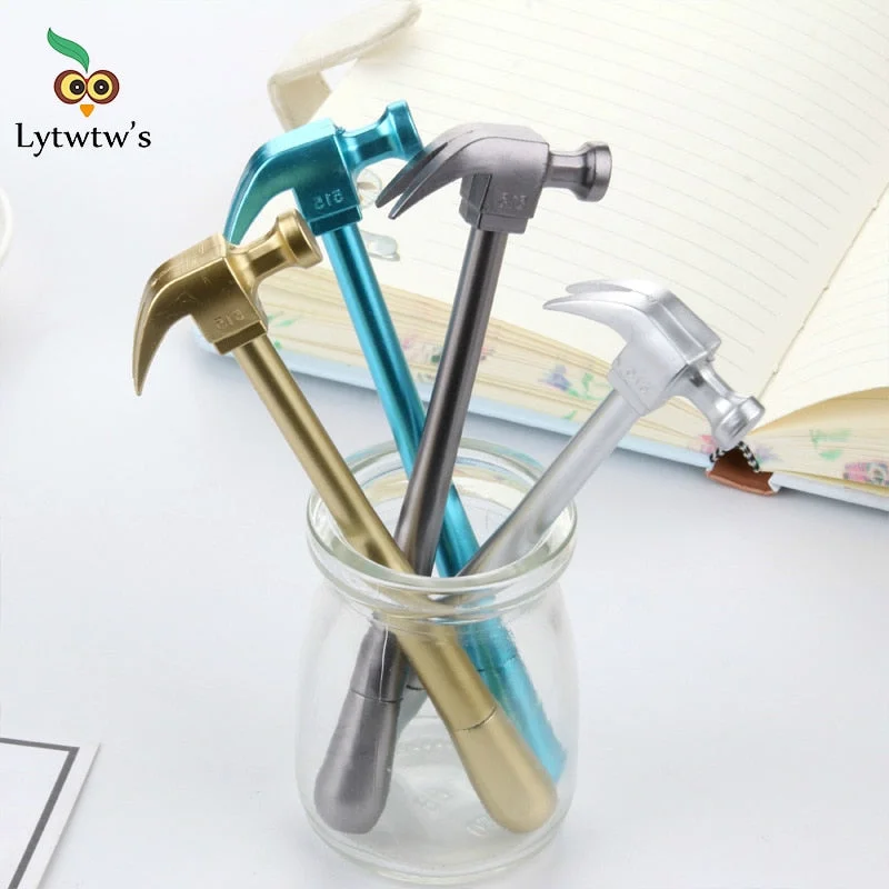 1 Pcs Lytwtw's Metallic Hammer Tools Stationery Creative Gel Pen Simulation School Office Supply Cute Kawaii Funny Gift Prize