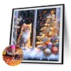Diamond Painting -DIY Round Drill Partial AB Xmas Cat(45x45 CM)