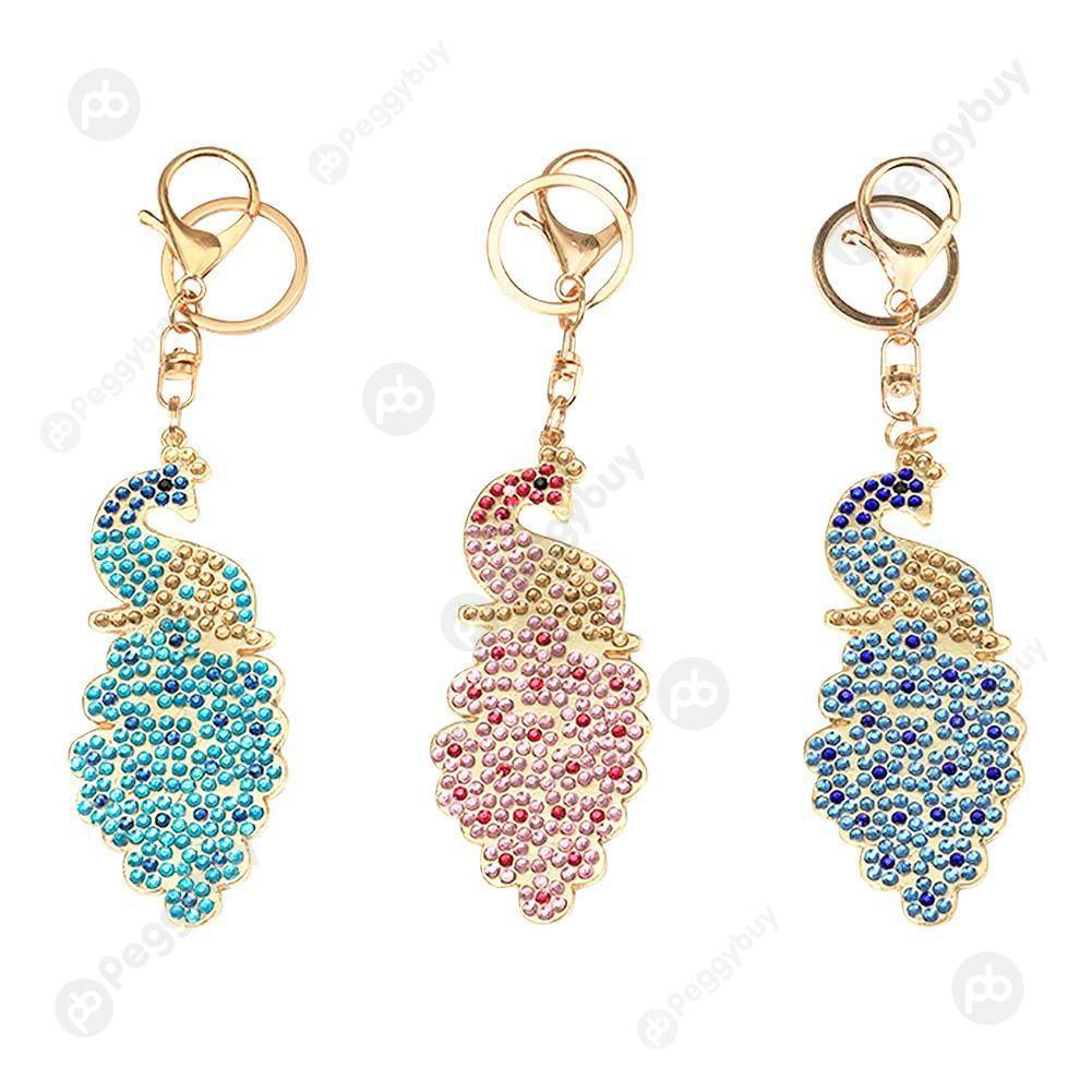 

3pcs Peacock-DIY Creative Diamond Keychain, 501 Original