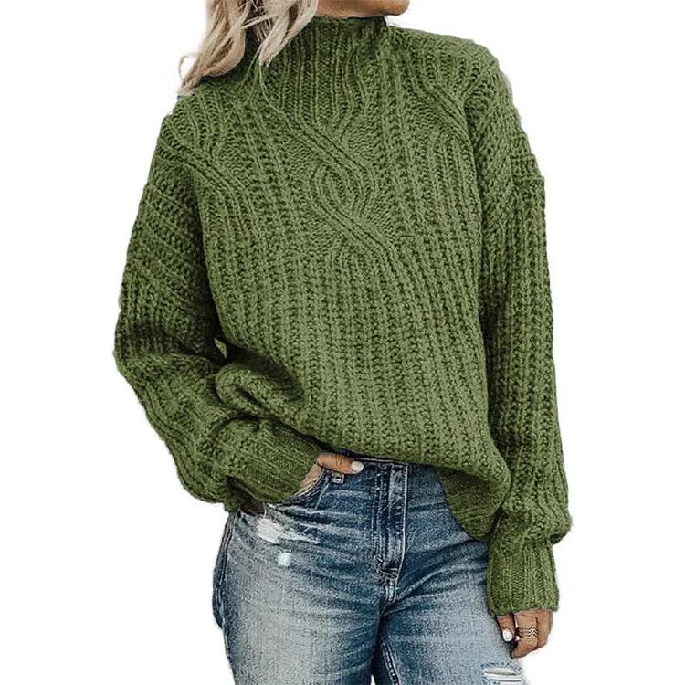 Casual Turtul Neck Twist Sweater