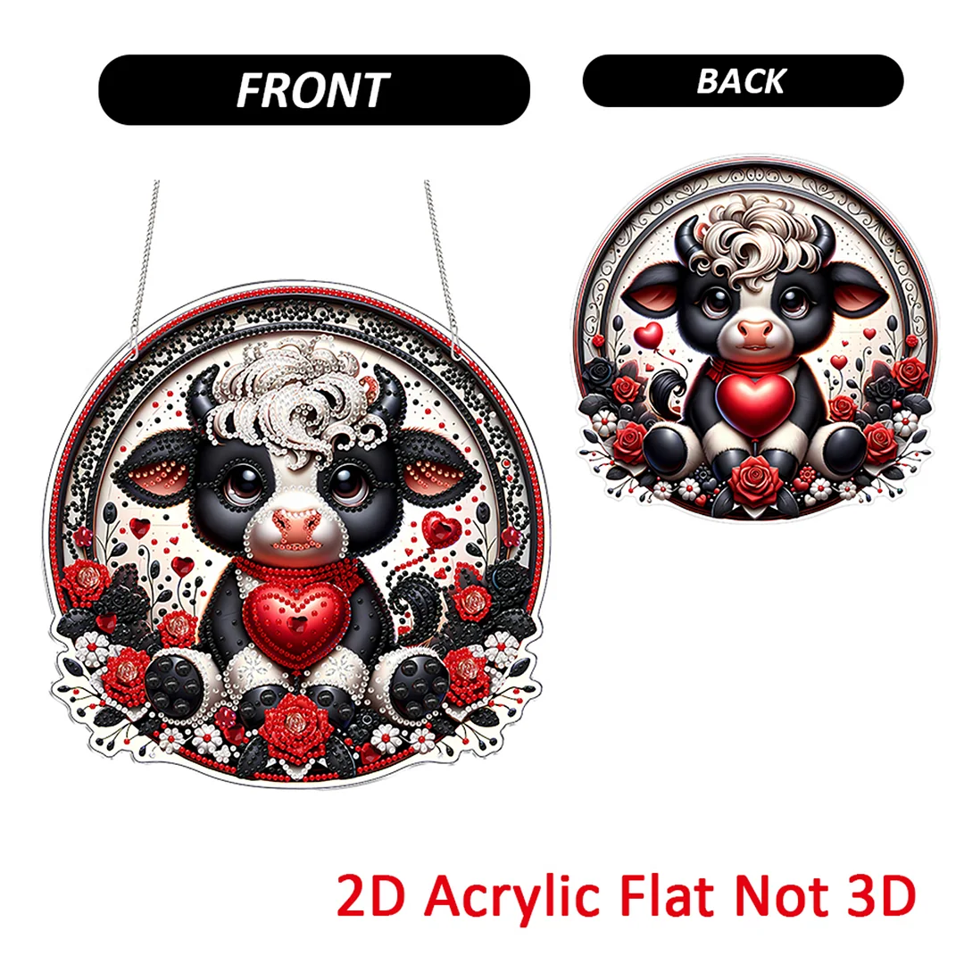 Heart 2D Flat DIY Acrylic Diamond Painting Pendants Crafts for Home Wall Decor
