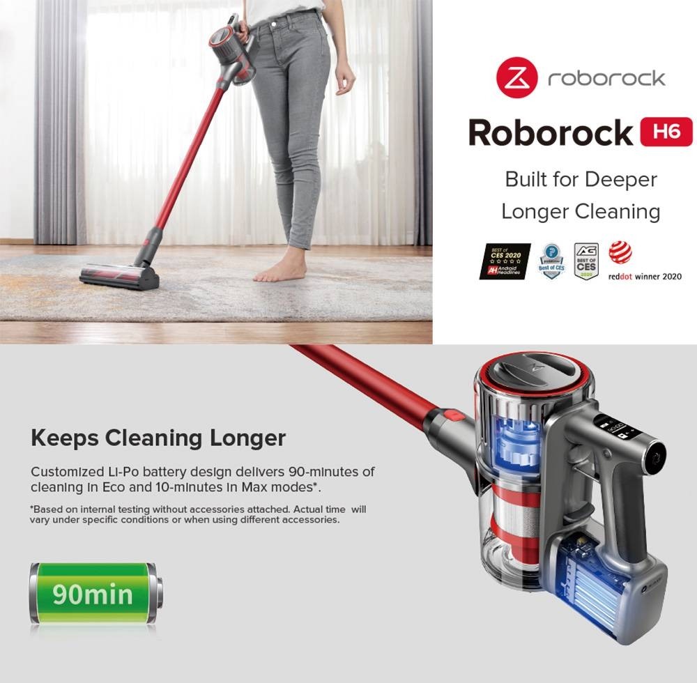 Roborock H6 Tragbarer drahtloser Handstaubsauger EU-Version mit 25KPa starker Saugkraft Limpiador de polvo de mano inalámbrico portátil de Roborock H6 con 25kPA fuerte potencia de succión
