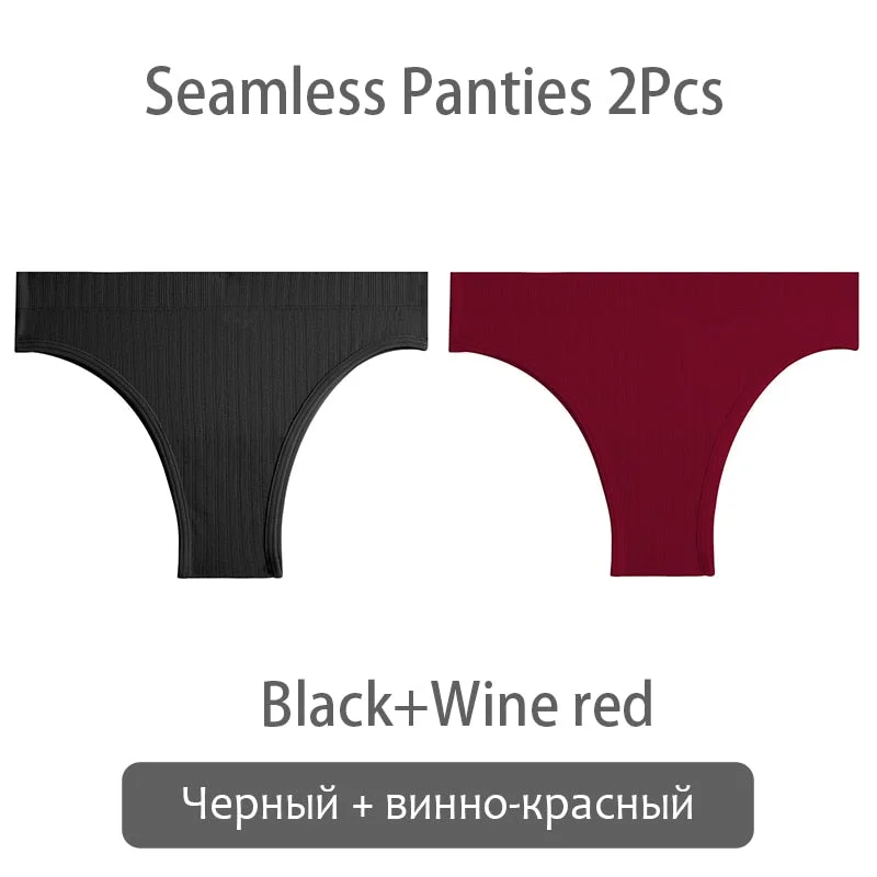 FINETOO Seamless Brazilian Panties Women 2Pcs/set T-back Underwear M-XL Panty Ladies Thongs Underpants Female Lingerie 9 Colors