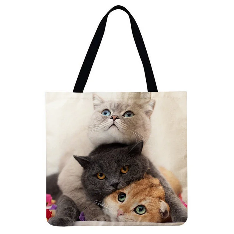 Playful Cat - Linen Tote Bag