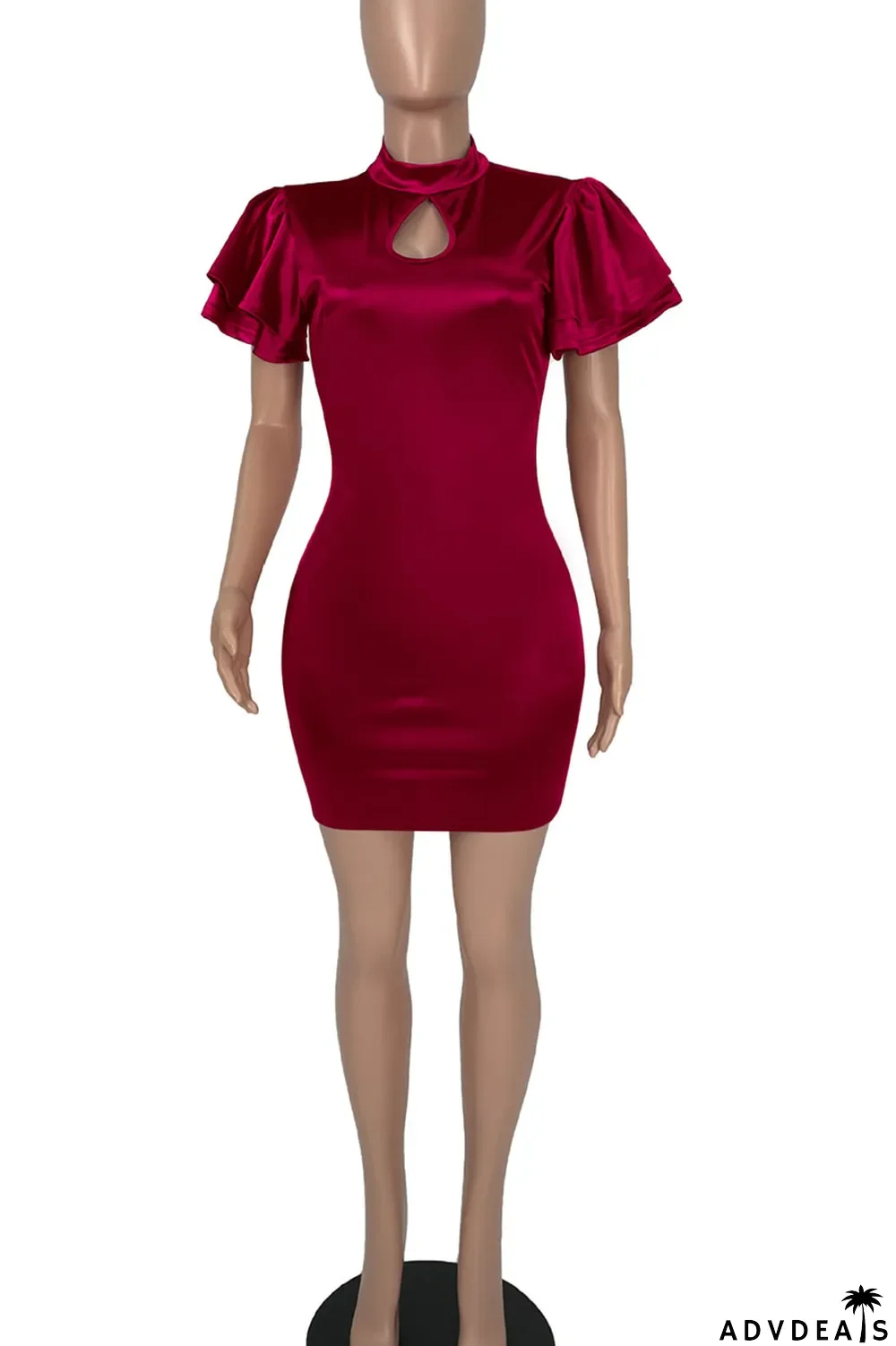 Champagne Casual Solid Split Joint O Neck One Step Skirt Dresses