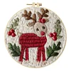 Christmas 11CT DIY Embroidery Needlepoint 25x25cm Holiday Craft Starter Set with Hoop and Scissors