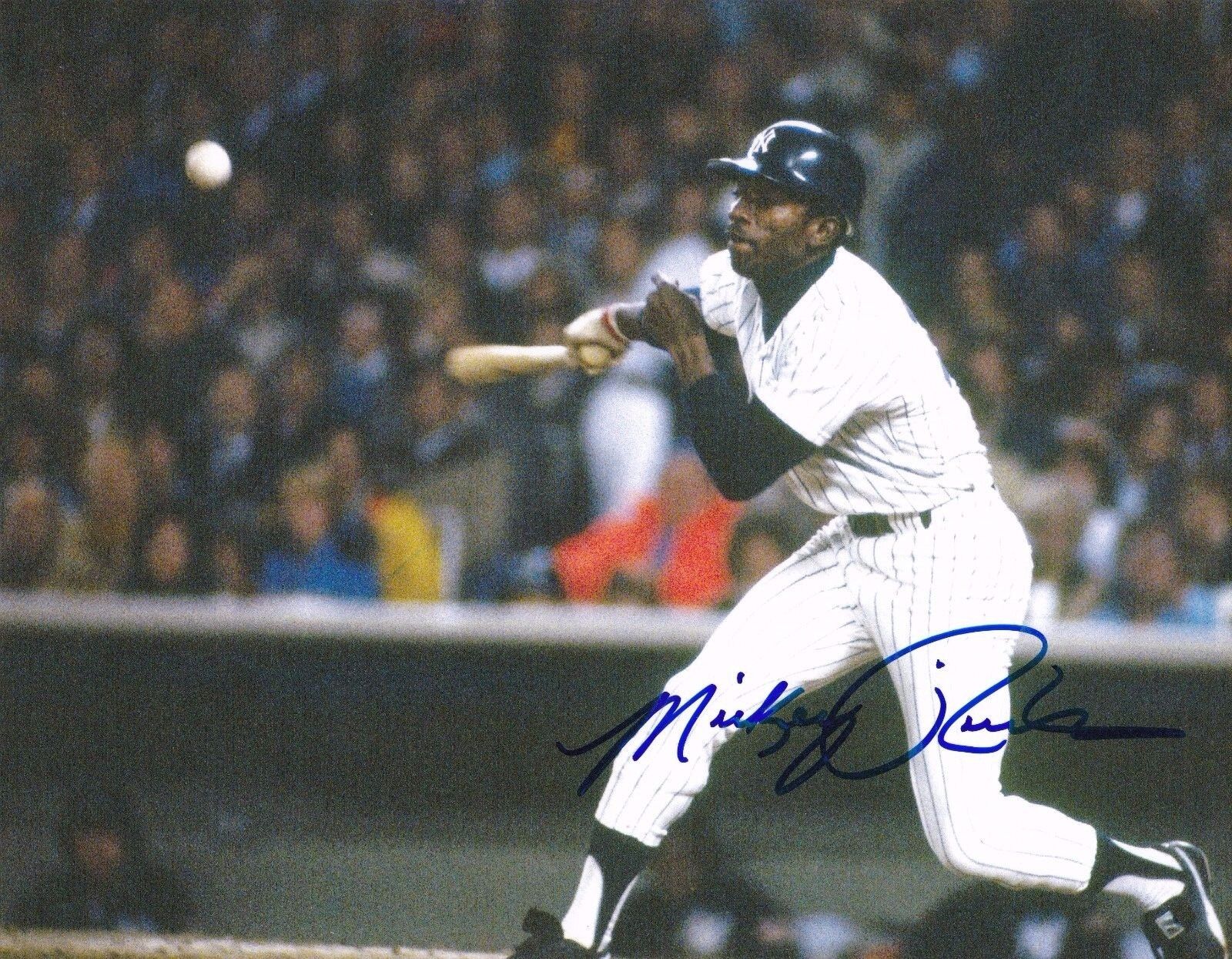 MICKEY RIVERS NEW YORK YANKEES ACTION SIGNED 8x10