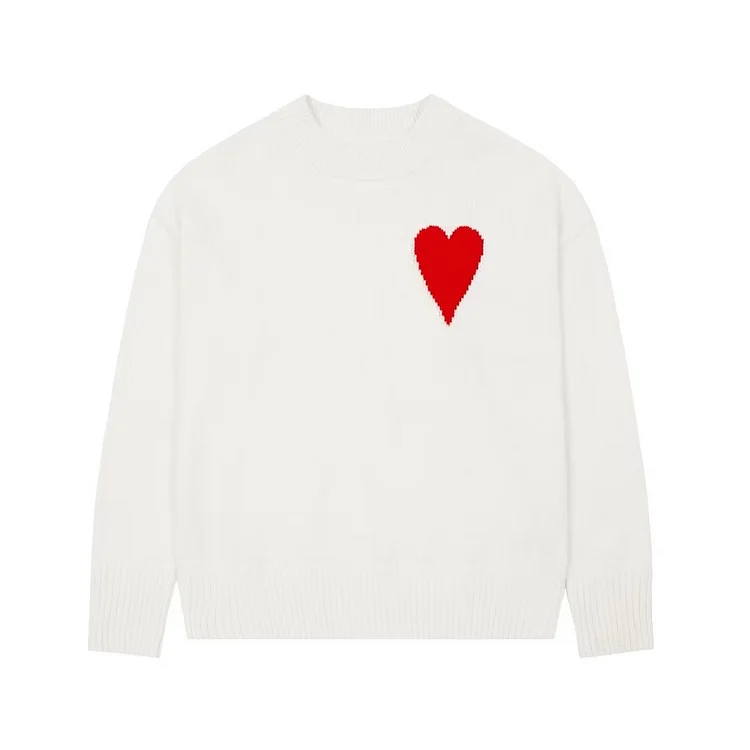 Autumn/winter Round Neck Heart-Shaped Jacquard Loose Sweater