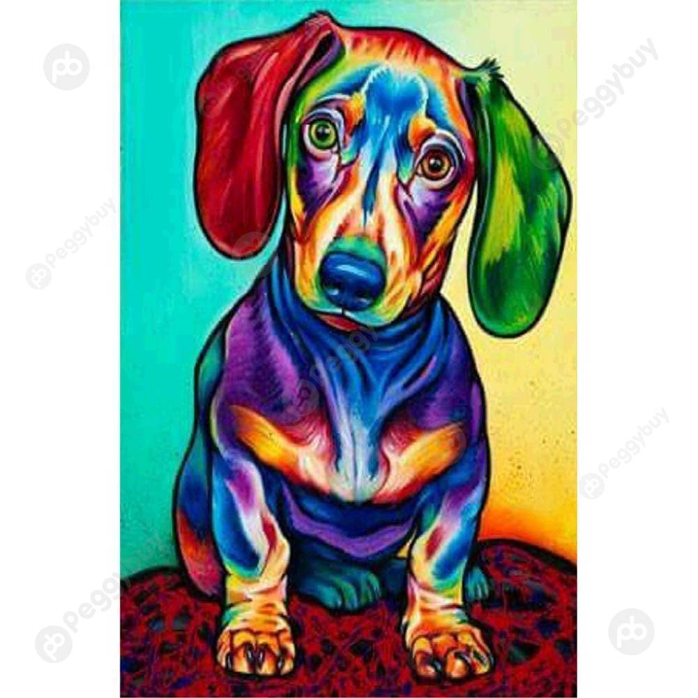

25*35CM Special Shaped Diamond Painting-Colorful Dog, 501 Original