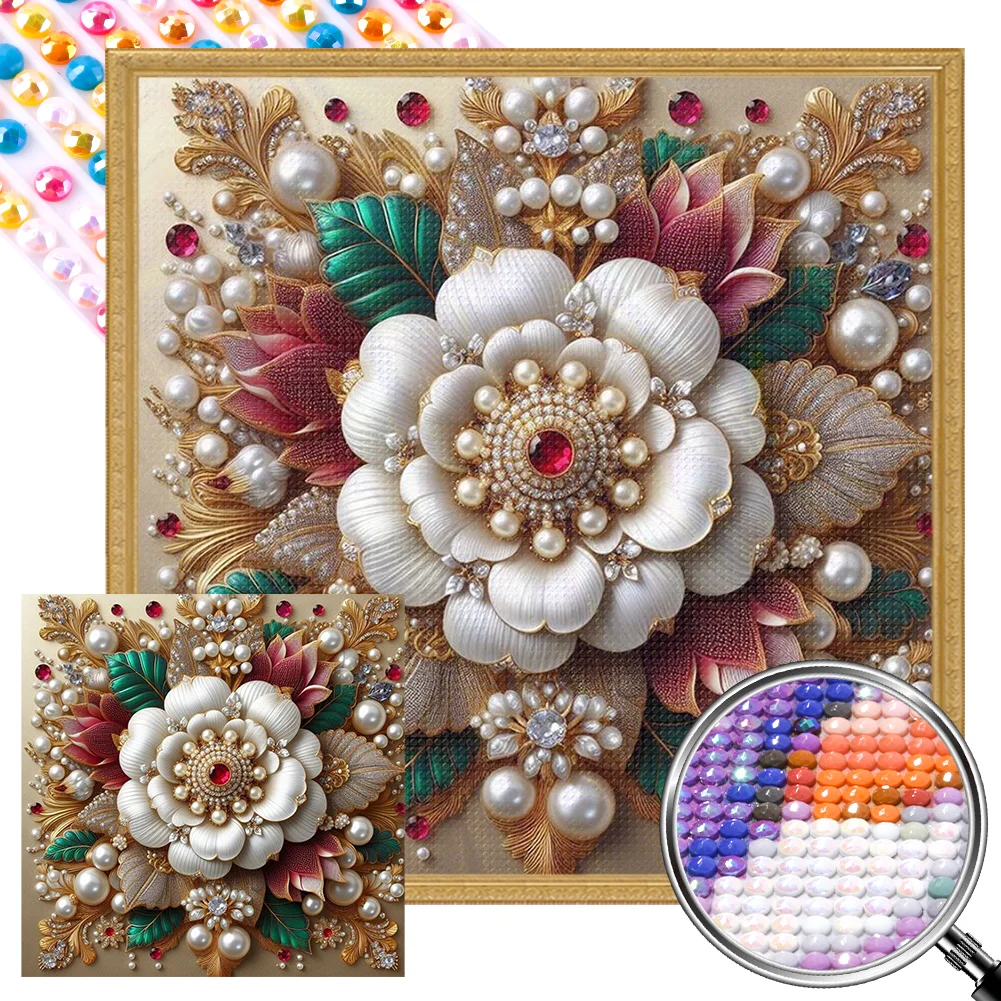 Full Round Partial AB Diamond Painting - Pearl Flower(Canvas|45*45cm)