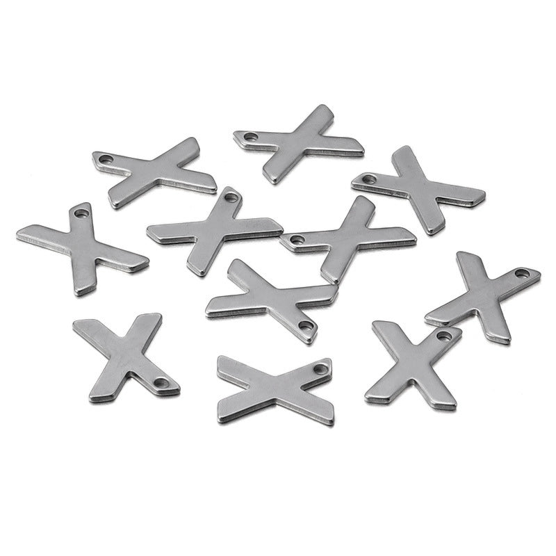 50 Pcs/package Minimalist Letter Stainless Steel Pendant Jewelry Accessories