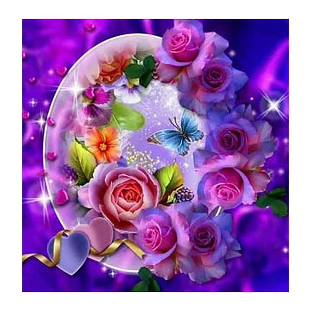 Gorgeous Flowers Round Full Drill Diamond Painting 30X30CM(Canvas) gbfke