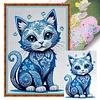 Blue Cat-11CT Stamped Cross Stitch 40*60cm/15.75*23.62in(Big Size)