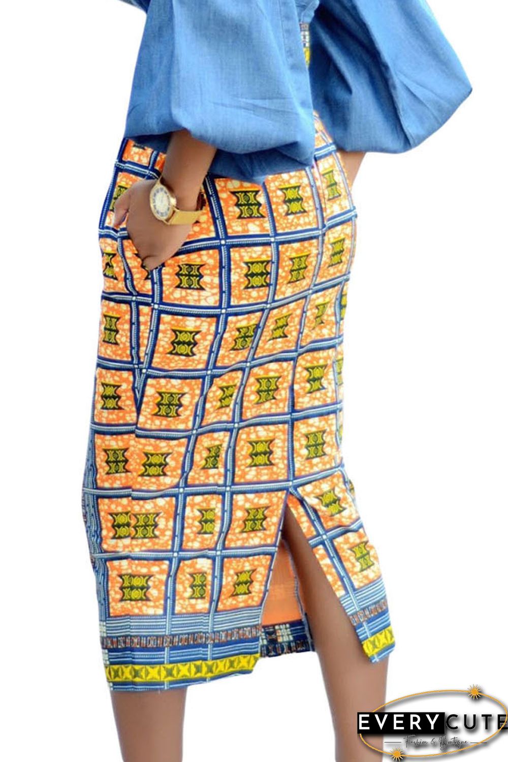 Stylish African Print High Waist Bodycon Pencil Skirt