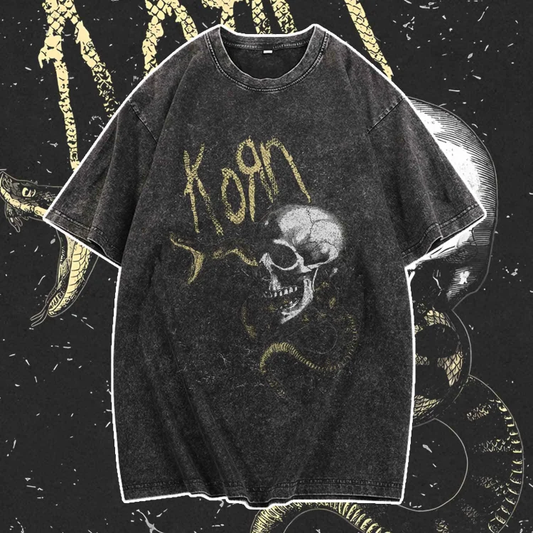 Davidhawaii100% Cotton Casual Men's Vintage Abstract Rock Skull Street T-Shirt - 100% Cotton