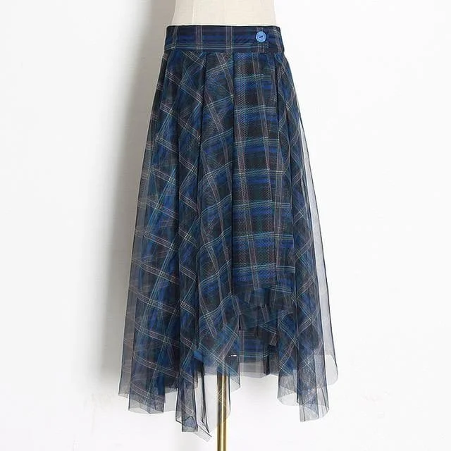 Punk Plaid A-line Tulle Skirt