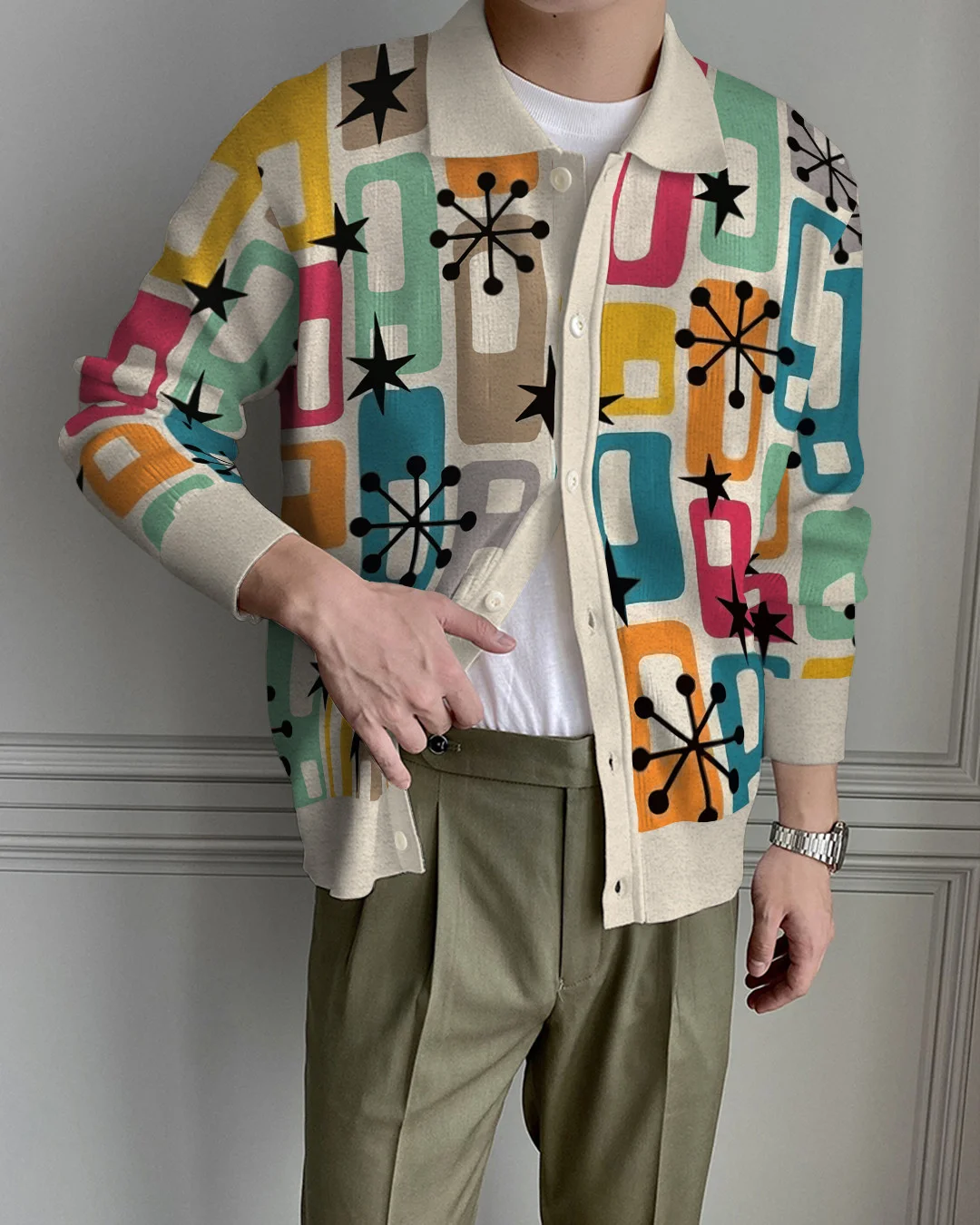 Men's Lapel Knitted Sweater Cardigan 3c0d