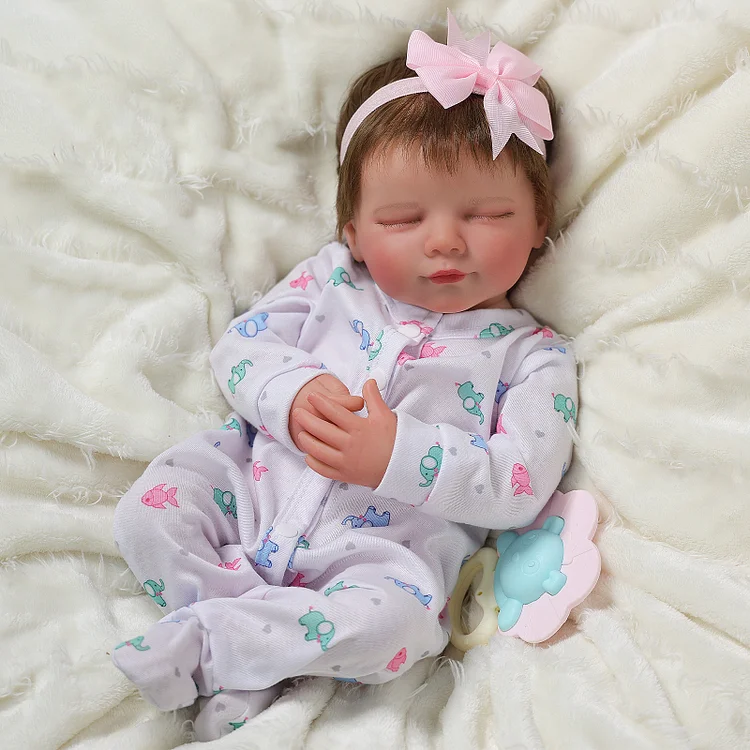 Babeside Hailey Realistic 17" Newborn Truly Reborn Baby Doll Girl White Elephant Suit