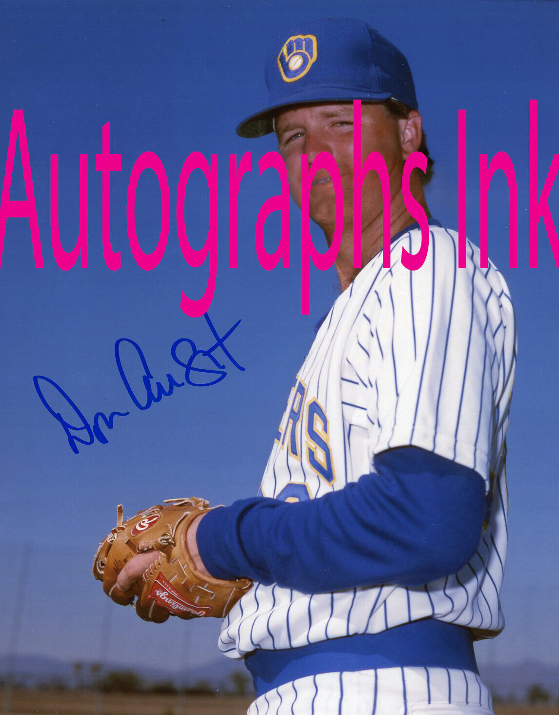 Don August autographed color 8x10 Brewers In Person Topps 2