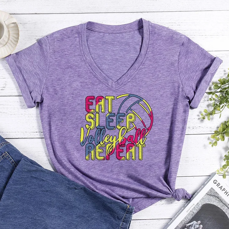 Eat sleep volleyball repeat V-neck T Shirt